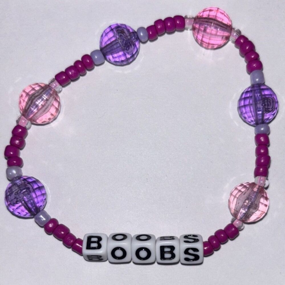 Handmade Purple Beaded Charm Bracelet B**BS Letter Beads Y2K Trendy Jewelry